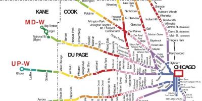Չիկագոյում գնացքով քարտեզի վրա