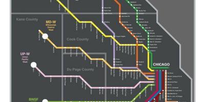 Մետր գնացքով քարտեզի վրա Չիկագոյում