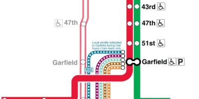 Չիկագոյում քարտեզ մետրոյի կարմիր գիծ