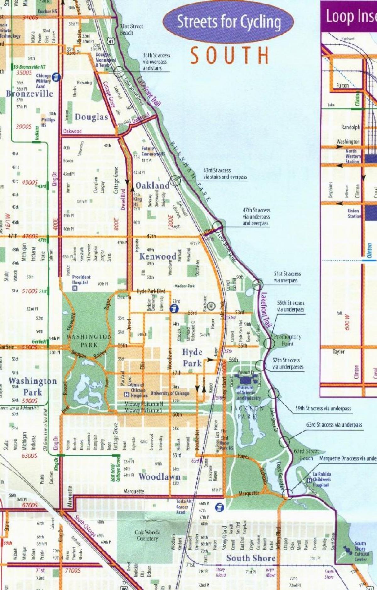 Չիկագոյում велодорожку քարտեզի վրա