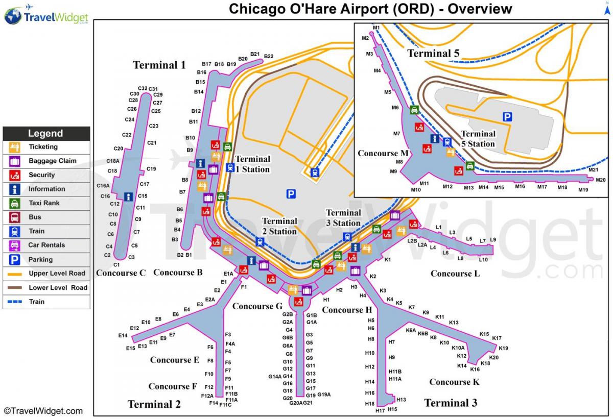 Չիկագոյի Միջազգային օդանավակայանը Օ ' Харе քարտեզի վրա