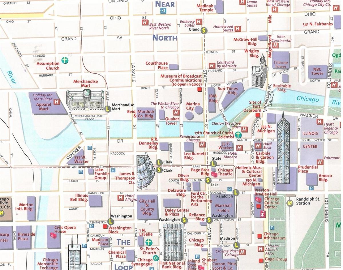 տուրիստական քարտեզ Չիկագոյում