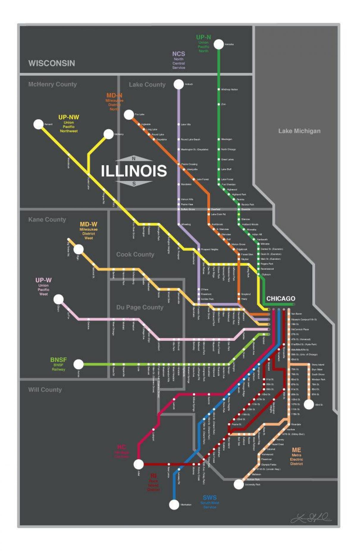 մետր քարտեզի Չիկագոյում